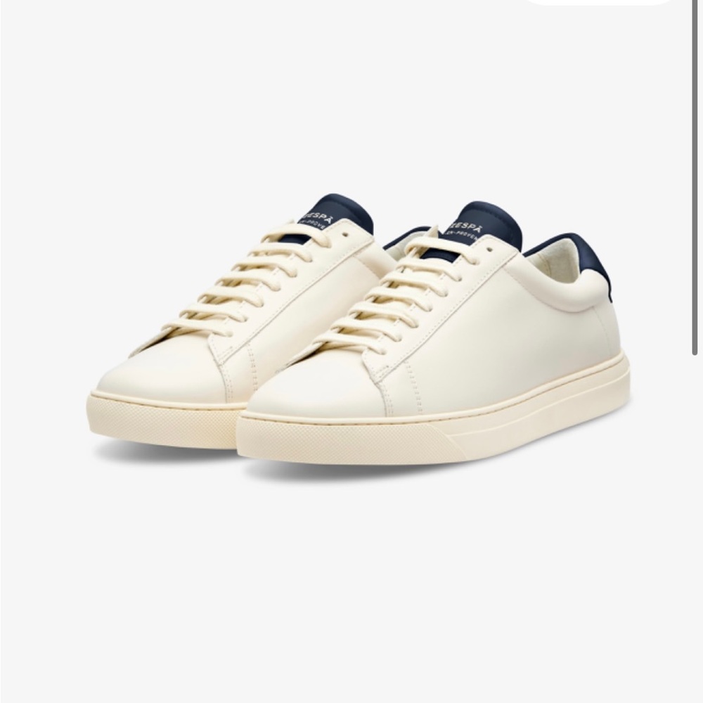 New! Zespa Mens Navy ZSP4 Apla Nappa White Trainer